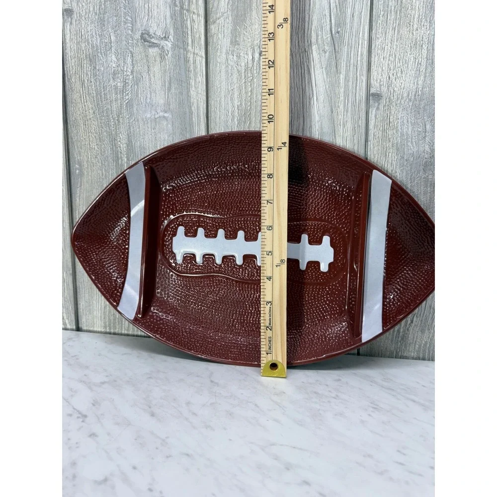 Crofton Football Serving Tray 3 Section Platter Brown Game Day Tailgate 15 Inch